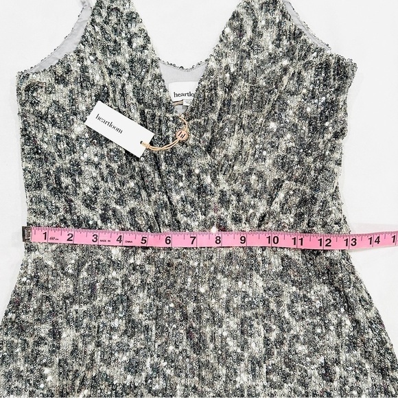 NWT HEARTLOOM Rue Spaghetti Strap Silver Sequin Leopard Dress - Picture 5 of 10